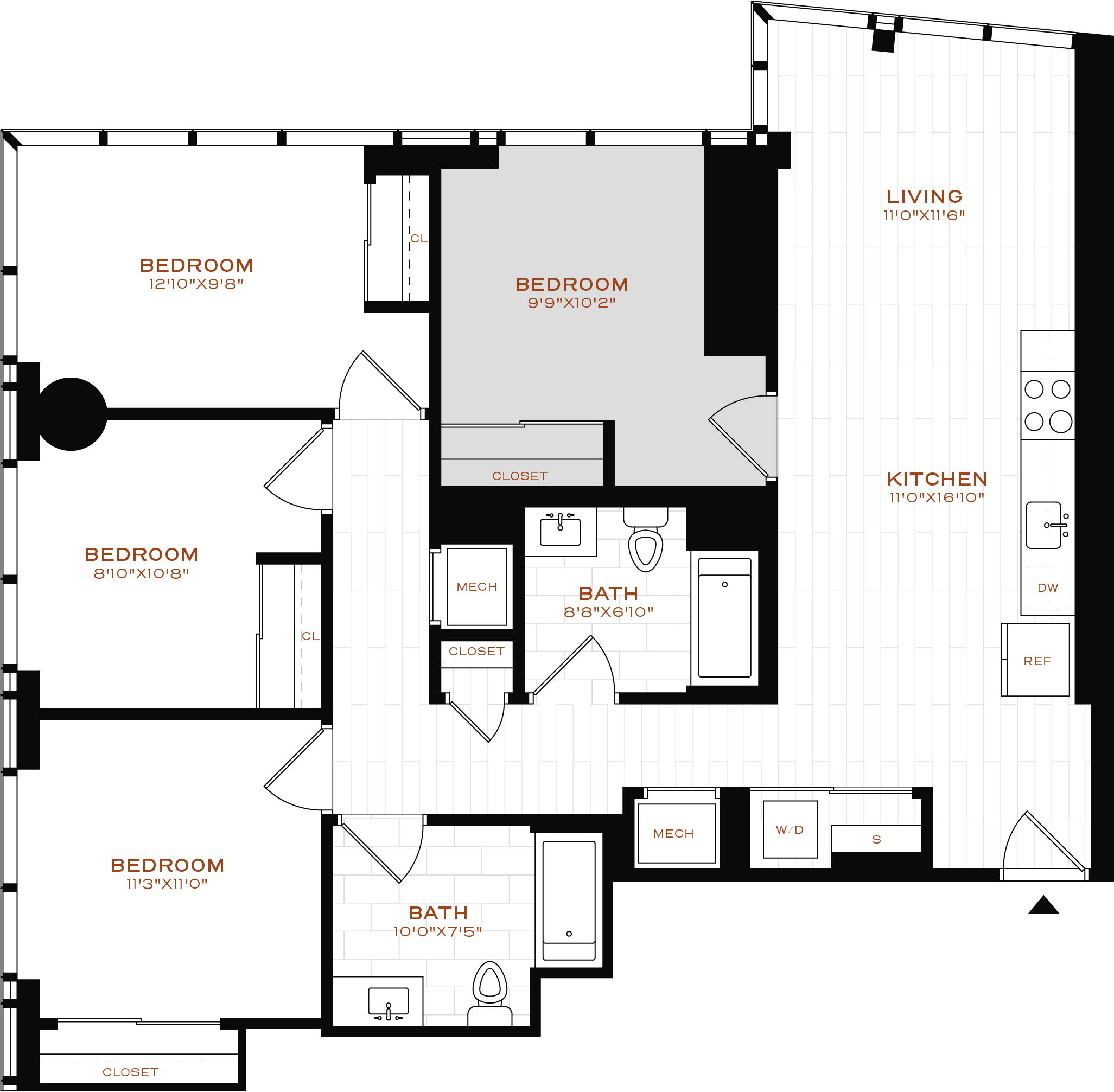 Rendering of the Co-Living LT-01 Bedroom 1 Floor Plan